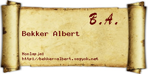Bekker Albert névjegykártya